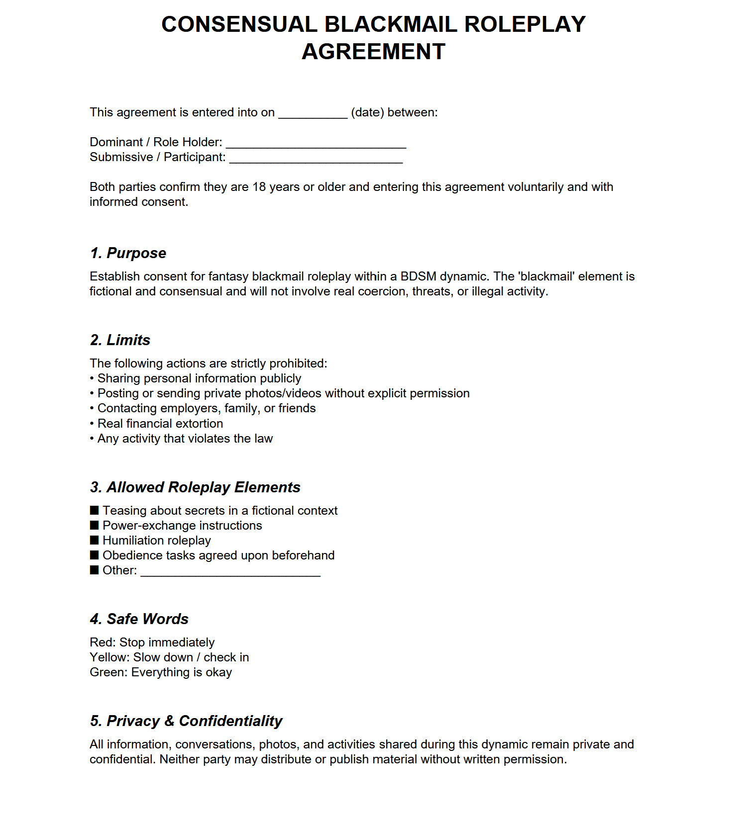 Preview of Consensual Blackmail Roleplay Agreement